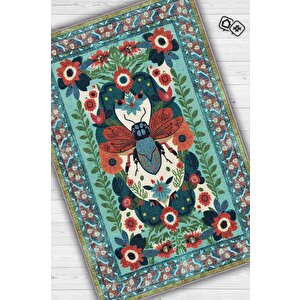 Nuh'un Gemisi Koleksiyonu Sinek, Çiçek Desenli Art Deco Tarzı Vintage Halı,çok Renkli Maksimalist Halı 80x120 cm