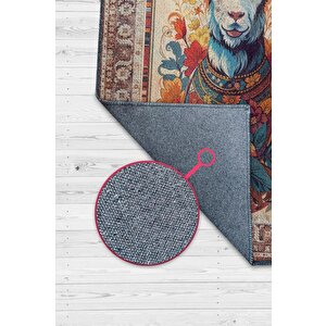 Nuh'un Gemisi Koleksiyonu Keçi Çiçek Desenli Temalı Vintage Renkli Maksimalist Halı 80x120 cm