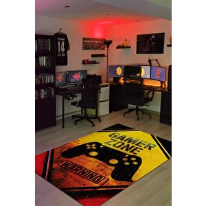 Homshtag Uyarı Oyun Alanı Çok Renkli Oyuncu Halısı Zemini Siyah Renk Gamer Temalı Halı Oyuncuya Hediye
