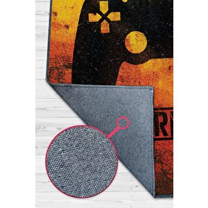 Homshtag Uyarı Oyun Alanı Çok Renkli Oyuncu Halısı Zemini Siyah Renk Gamer Temalı Halı Oyuncuya Hediye