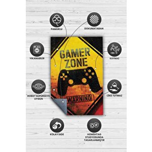 Homshtag Uyarı Oyun Alanı Çok Renkli Oyuncu Halısı Zemini Siyah Renk Gamer Temalı Halı Oyuncuya Hediye
