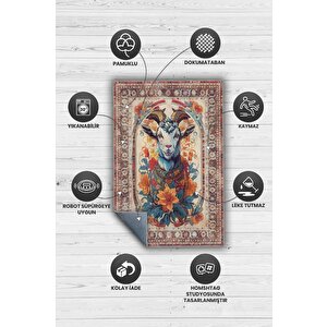 Homshtag Nuh'un Gemisi Koleksiyonu Keçi Çiçek Desenli Temalı Vintage Renkli Maksimalist Halı
