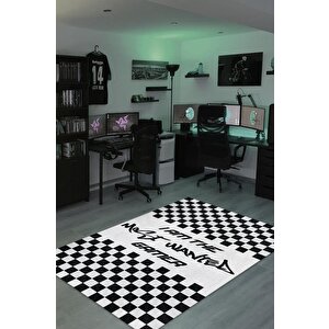 Aranan Oyuncu Siyah Beyaz Renk Oyuncu Halısı Damalı Gamer Halısı Nfs Most Wanted Sever Halı 200x300 cm
