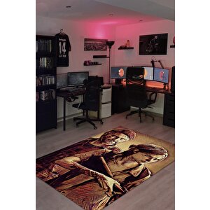 Sonuncumuz Çok Renkli Oyuncu Halısı Zemini Kahverengi Gamer Temalı Last Of Us Sever Halısı 200x300 cm