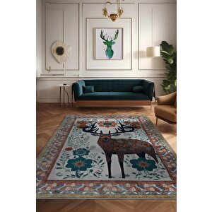 Nuh'un Gemisi Koleksiyonu Mus, Çiçek Desenli Art Deco Tarzı Vintage Halı,çok Renkli Maksimalist Halı 100x150 cm
