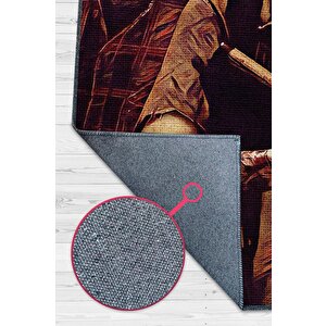 Sonuncumuz Çok Renkli Oyuncu Halısı Zemini Kahverengi Gamer Temalı Last Of Us Sever Halısı 120x180 cm