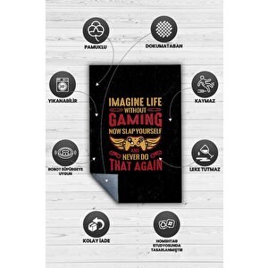 Homshtag Oyunsuz Hayat Olmaz Siyah Oyuncu Halısı Gamerlara Özel Tasarım Halı Oyuncuya Hediye Halı