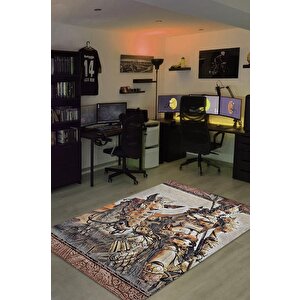 Knight Çok Renkli Oyuncu Halısı Mozaik Desenli Gamer Temalı Halı Knight Sever Hediye Halı 100x150 cm