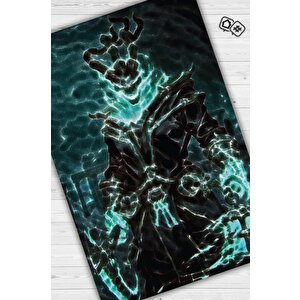 Thresh Neon Ren Oyuncu Halısı Zemini Siyah Renk Gamer Temalı League Of Legends Sever Halı 120x180 cm