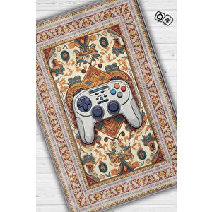 Art Deko Gamer Halısı,renkli Gamer Halısı,gamepad Figürlü Joystick Geleneksel Oyuncu Halısı 200x300 cm