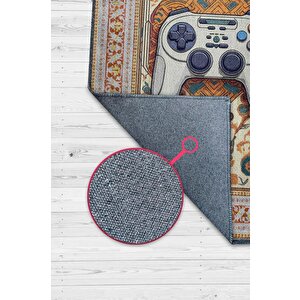 Art Deko Gamer Halısı,renkli Gamer Halısı,gamepad Figürlü Joystick Geleneksel Oyuncu Halısı 200x300 cm