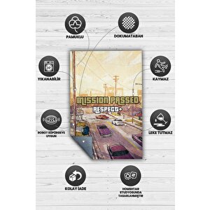 Homshtag Respect Çok Renkli Oyuncu Halısı Bej Renk Gamer Temalı Halı Modern Gta Oyuncuya Hediye Halı