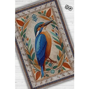 Homshtag Nuh'un Gemisi Koleksiyonu Yalıçapkını Temalı Çiçek Desenli Vintage Çok Renkli Konsept Halı