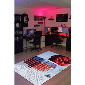 O Oyuncak Benim Çok Renkli Oyuncu Halısı Mavi Renk Gamer Temalı Halı Pubg Sever Hediye Halı 200x300 cm