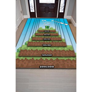 Homshtag The Path Çok Renkli Oyuncu Halısı Mavi Renk Gamer Temalı Halı Super Mario Sever Hediye Halı
