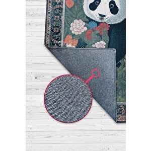 Homshtag Nuh'un Gemisi Koleksiyonu Panda, Çiçek Desenli Art Deco Tarzı Vintage Halı,çok Renkli Maksimalist Halı