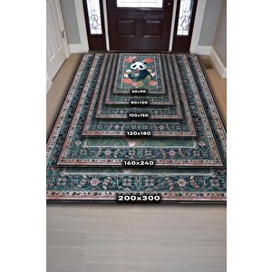 Homshtag Nuh'un Gemisi Koleksiyonu Panda, Çiçek Desenli Art Deco Tarzı Vintage Halı,çok Renkli Maksimalist Halı