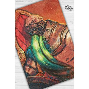 Urgot Çok Renkli Oyuncu Halısı Zemini Çok Renkli Gamer Temalı Dota Sever Hediyelik Halı 100x150 cm