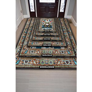 Homshtag Nuh'un Gemisi Koleksiyonu Kurbağa, Çiçek Desenli Art Deco Tarzı Vintage Halı,çok Renkli Maksimalist Halı