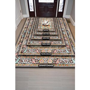 Homshtag Nuh'un Gemisi Koleksiyonu Ördek, Çiçek Desenli Art Deco Tarzı Vintage Halı,çok Renkli Maksimalist Halı