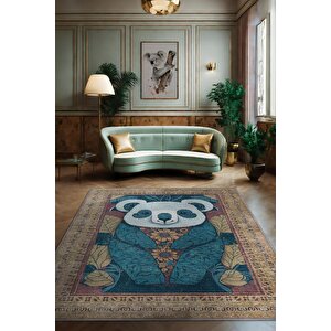 Nuh'un Gemisi Koleksiyonu Koala, Çiçek Desenli Art Deco Tarzı Vintage Halı,çok Renkli Maksimalist Halı 120x180 cm