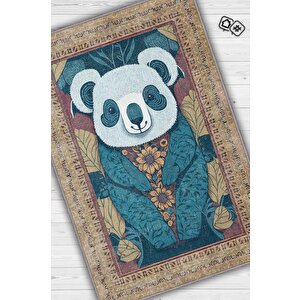 Nuh'un Gemisi Koleksiyonu Koala, Çiçek Desenli Art Deco Tarzı Vintage Halı,çok Renkli Maksimalist Halı 120x180 cm
