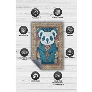 Homshtag Nuh'un Gemisi Koleksiyonu Koala, Çiçek Desenli Art Deco Tarzı Vintage Halı,çok Renkli Maksimalist Halı