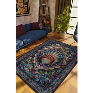 Nuh'un Gemisi Koleksiyonu Deniz Kabuğu Çiçek Temalı Vintage Renkli Maksimalist Halı 120x180 cm