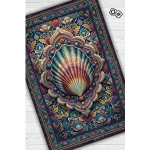 Nuh'un Gemisi Koleksiyonu Deniz Kabuğu Çiçek Temalı Vintage Renkli Maksimalist Halı 160x240 cm