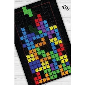 Homshtag Tetris Çok Renkli Oyuncu Halısı Zemini Beyaz Renk Gamer Temalı Halı Oyuncuya Hediye