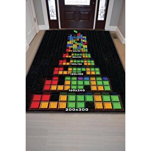 Homshtag Tetris Çok Renkli Oyuncu Halısı Zemini Beyaz Renk Gamer Temalı Halı Oyuncuya Hediye