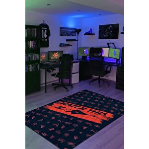 Watch This Çok Renk Oyuncu Halısı Siyah Renk Gamer Temalı Halı Valorant Sever Hediye Halı 120x180 cm