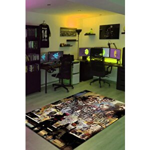 Düşmanım Kalmadı Çok Renkli Oyuncu Halısı Gamer Temalı Halı League Of Legends Sever Halısı 100x150 cm