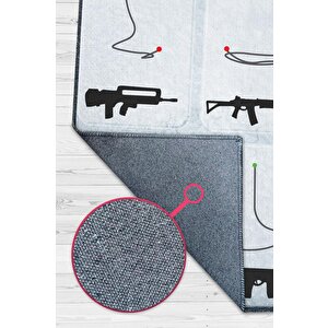 Recoil Beyaz Renk Oyuncu Halı Açık Renk Gamer Temalı Halı Counter Strike Sever Hediye Halı 200x300 cm