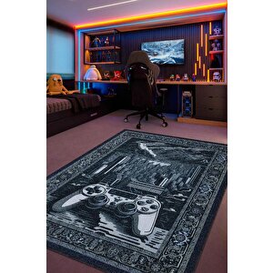 Benzersiz Gamer Halı,lacivert Oyuncu Odası Halısı,modern Vintage Oyun Konsolu Oyuncu Halısı 160x240 cm