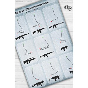 Recoil Beyaz Renk Oyuncu Halı Açık Renk Gamer Temalı Halı Counter Strike Sever Hediye Halı 100x150 cm