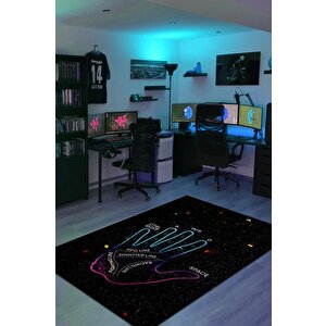 Oyuncu El Falı Çok Renkli Oyuncu Halısı Neon Renk Gamer Temalı Halı Oyuncuya Hediyelik Halı 200x300 cm