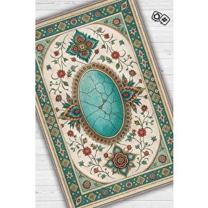 Turkuaz Taşı Halısı Yeşil Turkuaz Renkli Aura Taşı Enerji Spiritüel Temalı Modern Halı 100x150 cm