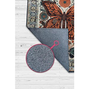 Nuh'un Gemisi Koleksiyonu Kelebek, Çiçek Desenli Art Deco Tarzı Vintage Halı,çok Renkli Maksimalist Halı 100x150 cm