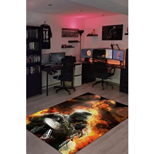 Altı Çok Renkli Oyuncu Halısı Zemini Siyah Renk Gamer Temalı Rainbow Six Siege Sever Halı 100x150 cm