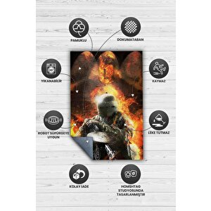 Homshtag Altı Çok Renkli Oyuncu Halısı Zemini Siyah Renk Gamer Temalı Rainbow Six Siege Sever Halı