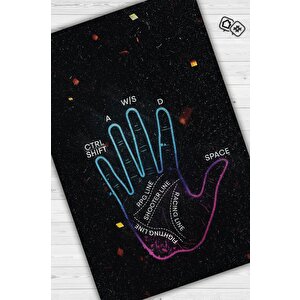 Oyuncu El Falı Çok Renkli Oyuncu Halısı Neon Renk Gamer Temalı Halı Oyuncuya Hediyelik Halı 80x120 cm