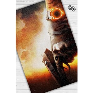 Tom'un Bölümü Çok Renkli Oyuncu Halıs Siyah Renk Gamer Temalı Rainbow Six Siege Sever Halı 160x240 cm