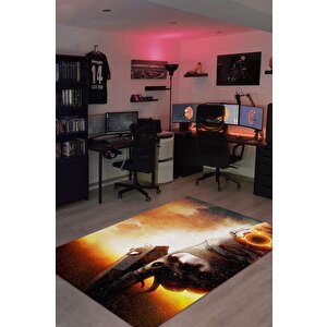 Tom'un Bölümü Çok Renkli Oyuncu Halıs Siyah Renk Gamer Temalı Rainbow Six Siege Sever Halı 80x120 cm