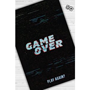 Oyun Bitti Renkli Oyuncu Halısı Zemini Siyah Renk Gamer Temalı Halı Oyuncuya Hediyelik Halı 80x120 cm