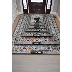 Homshtag Nuh'un Gemisi Koleksiyonu Kartal, Çiçek Desenli Art Deco Tarzı Vintage Halı,çok Renkli Maksimalist Halı