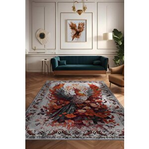 Nuh'un Gemisi Koleksiyonu Anka Kuşu, Çiçek Desenli Art Deco Tarzı Vintage Halı,çok Renkli Maksimalist Halı 160x240 cm