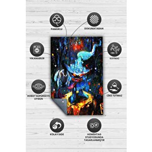 Homshtag Veigar Çok Renkli Oyuncu Halısı Zemini Siyah Gamer Temalı League Of Legends Hediyelik Halı