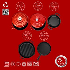 Lava Döküm 5x Trendy Serisi 8 Parça Tencere & Tava Seti