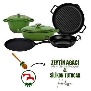 Döküm 5x Trendy Serisi 8 Parça Tencere & Tava Seti Yeşil